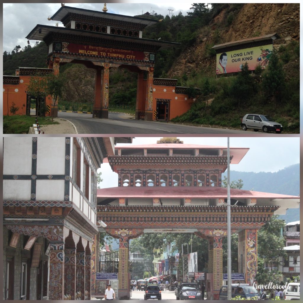 Entry gates Thimpu and Phuentsholing